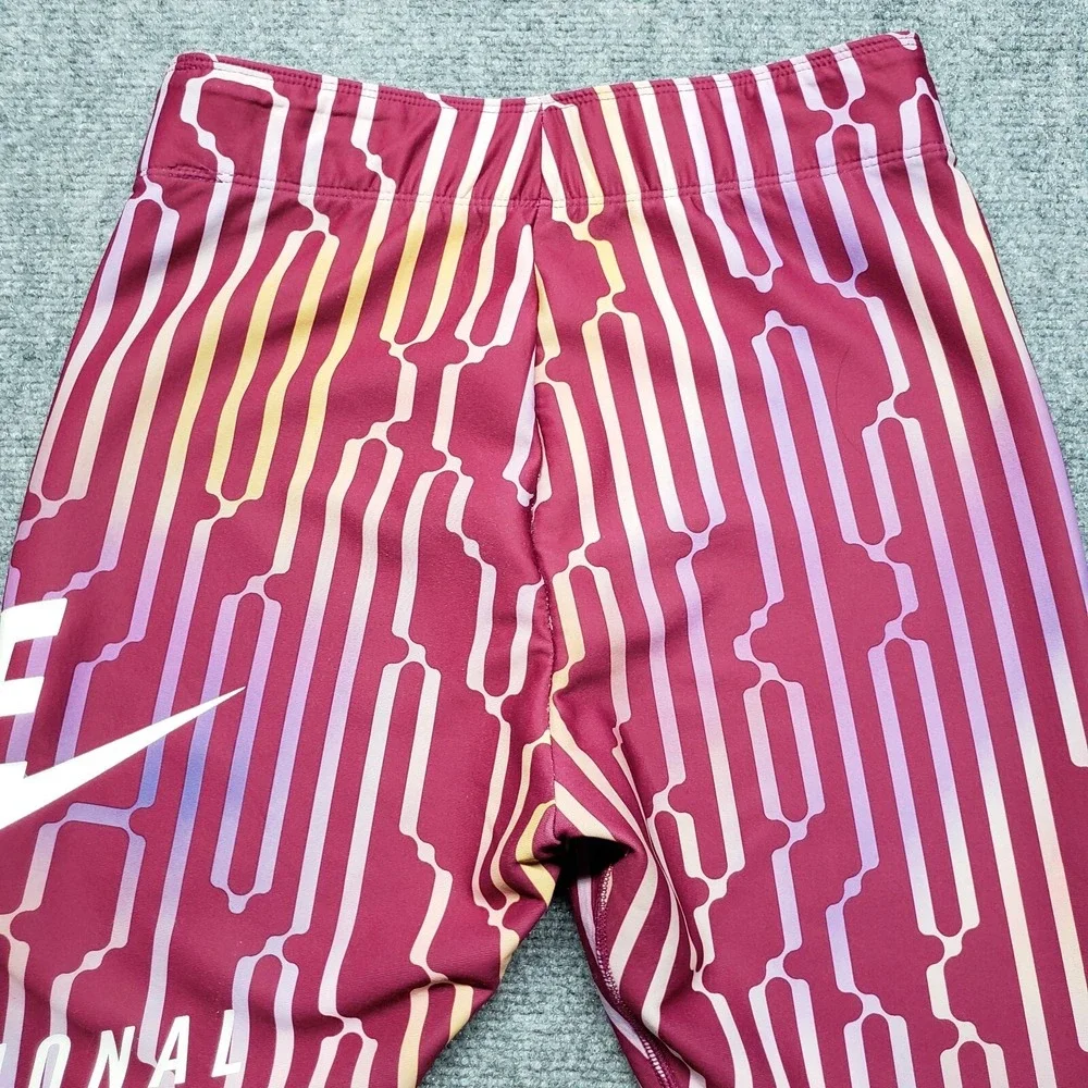 Nike International Swoosh Pants Womens S Pink Silver Geometric Pull On - Picture 6 of 13
